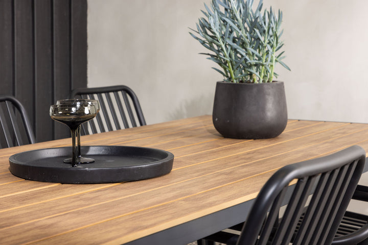 Venture Home Break Diningtable Alumnium - Black / Nature Rectangular 90*200* +Peking Diningchair Aluminium - Black / _6