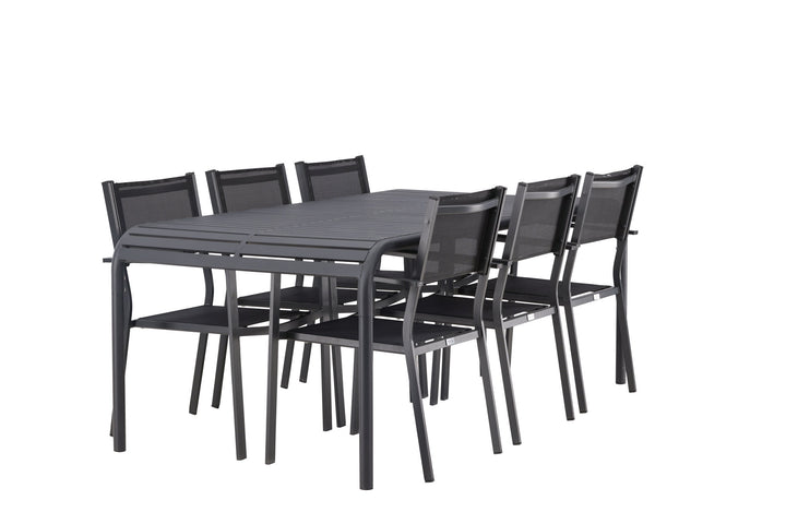 Venture Home Borneo Diningtable Aluminium - Black / Rectangular 100*200* +Copacabana Stacking Chair - Black/Black - Ersätter 4131-408 _6