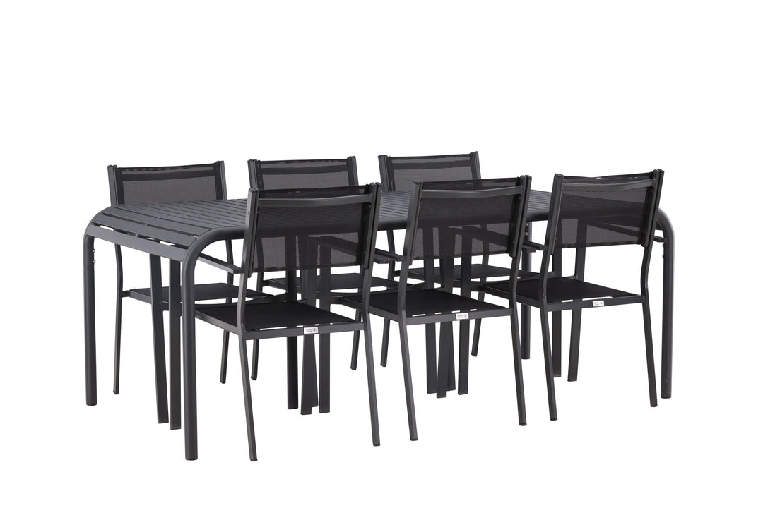 Venture Home Borneo Diningtable Aluminium - Black / Rectangular 100*200* +Copacabana Stacking Chair - Black/Black - Ersätter 4131-408 _6