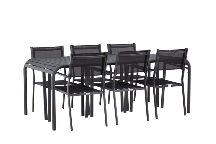 Venture Home Borneo Diningtable Aluminium - Black / Rectangular 100*200* +Copacabana Stacking Chair - Black/Black - Ersätter 4131-408 _6