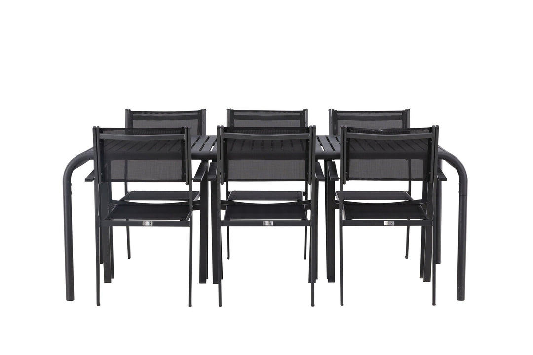 Venture Home Borneo Diningtable Aluminium - Black / Rectangular 100*200* +Copacabana Stacking Chair - Black/Black - Ersätter 4131-408 _6