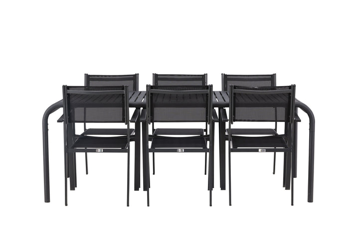 Venture Home Borneo Diningtable Aluminium - Black / Rectangular 100*200* +Copacabana Stacking Chair - Black/Black - Ersätter 4131-408 _6