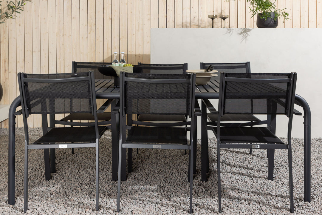 Venture Home Borneo Diningtable Aluminium - Black / Rectangular 100*200* +Copacabana Stacking Chair - Black/Black - Ersätter 4131-408 _6