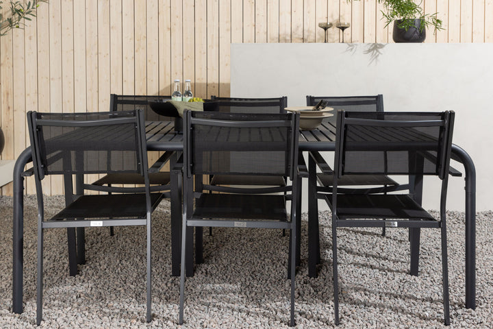 Venture Home Borneo Diningtable Aluminium - Black / Rectangular 100*200* +Copacabana Stacking Chair - Black/Black - Ersätter 4131-408 _6