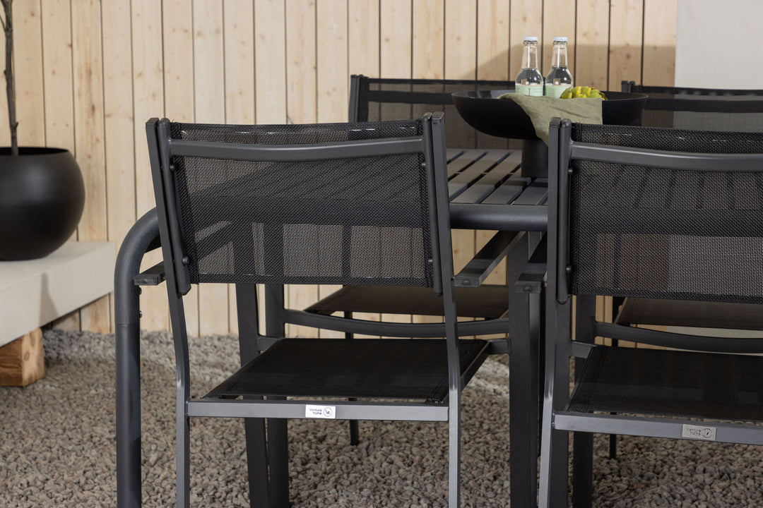 Venture Home Borneo Diningtable Aluminium - Black / Rectangular 100*200* +Copacabana Stacking Chair - Black/Black - Ersätter 4131-408 _6