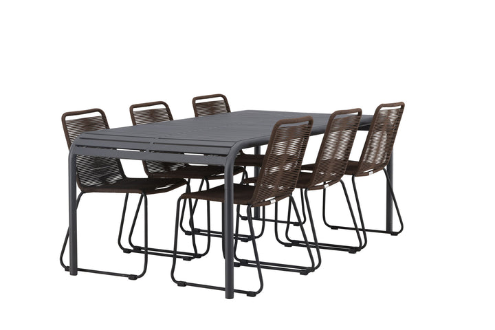 Venture Home Borneo Diningtable Aluminium - Black / Rectangular 100*200* +Lindos Diningchair Aluminium - Black / _6