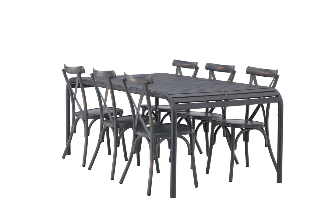 Venture Home Borneo Diningtable Aluminium - Black / Rectangular 100*200* +Tablas Diningchair Aluminium - Black / _6