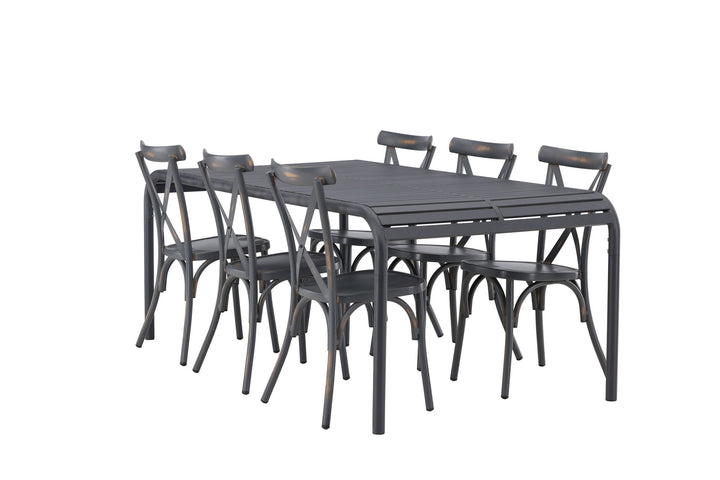 Venture Home Borneo Diningtable Aluminium - Black / Rectangular 100*200* +Tablas Diningchair Aluminium - Black / _6