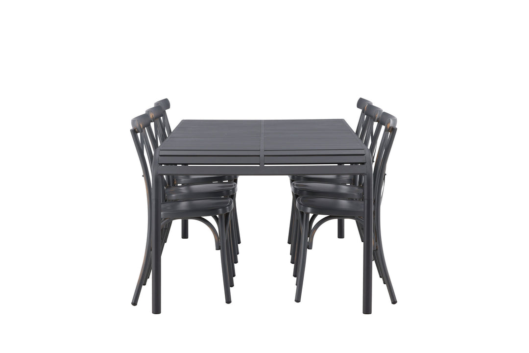 Venture Home Borneo Diningtable Aluminium - Black / Rectangular 100*200* +Tablas Diningchair Aluminium - Black / _6