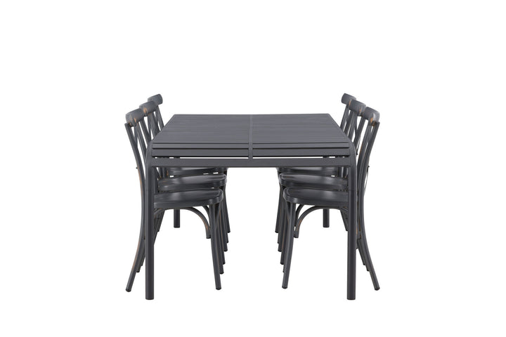 Venture Home Borneo Diningtable Aluminium - Black / Rectangular 100*200* +Tablas Diningchair Aluminium - Black / _6