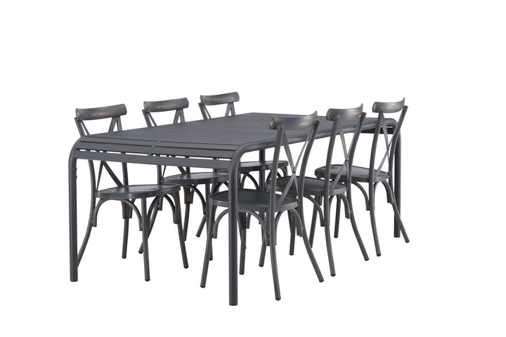Venture Home Borneo Diningtable Aluminium - Black / Rectangular 100*200* +Tablas Diningchair Aluminium - Black / _6