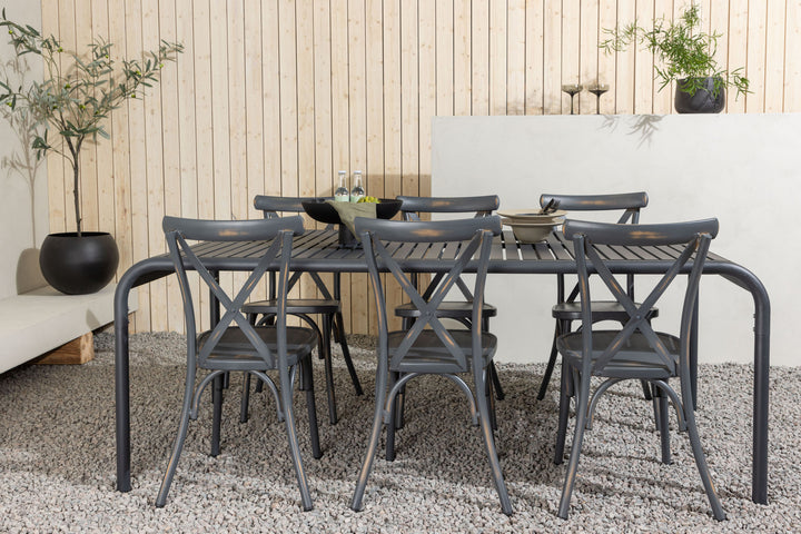 Venture Home Borneo Diningtable Aluminium - Black / Rectangular 100*200* +Tablas Diningchair Aluminium - Black / _6