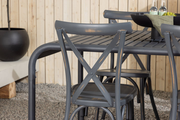 Venture Home Borneo Diningtable Aluminium - Black / Rectangular 100*200* +Tablas Diningchair Aluminium - Black / _6