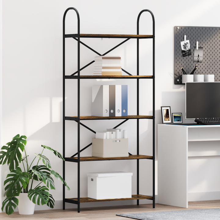 Bogreol Røget eg 80 x 30 x 183 cm Konstrueret træ