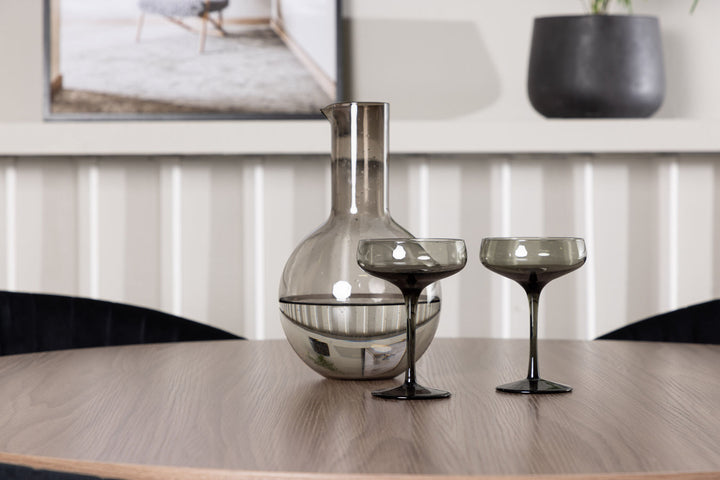 Venture Home Durango Dining Table - Black / Walnut MDF +Selma Dining Chair - Black / Black Velvet _4