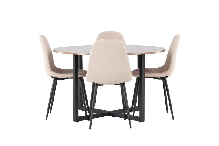 Venture Home Durango Dining Table - Black / Walnut MDF +Polar Dining Chair - Black / Beige Boucle _4