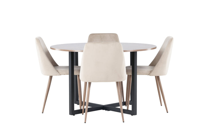 Venture Home Durango Dining Table - Black / Walnut MDF +Night Dining Chair - Dark walnut / Mocca / Brown Fabric _4