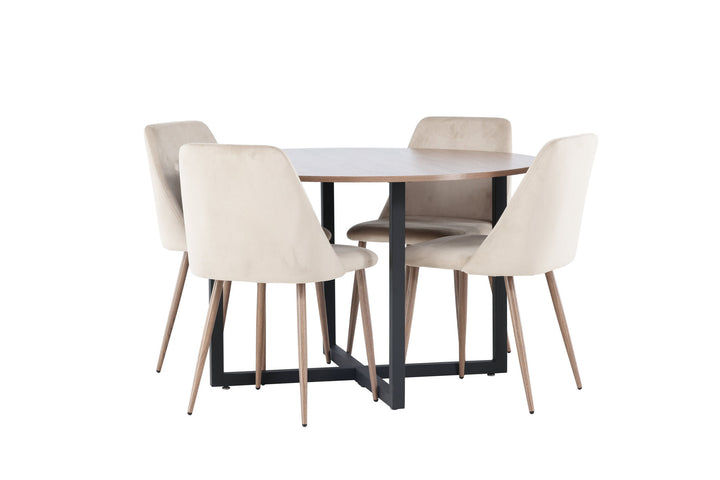 Venture Home Durango Dining Table - Black / Walnut MDF +Night Dining Chair - Dark walnut / Mocca / Brown Fabric _4