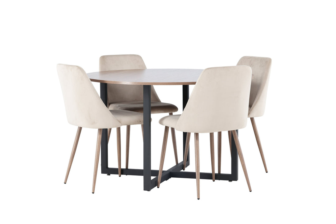 Venture Home Durango Dining Table - Black / Walnut MDF +Night Dining Chair - Dark walnut / Mocca / Brown Fabric _4