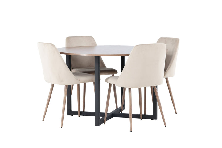 Venture Home Durango Dining Table - Black / Walnut MDF +Night Dining Chair - Dark walnut / Mocca / Brown Fabric _4