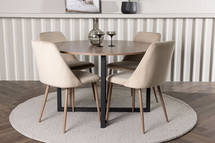 Venture Home Durango Dining Table - Black / Walnut MDF +Night Dining Chair - Dark walnut / Mocca / Brown Fabric _4