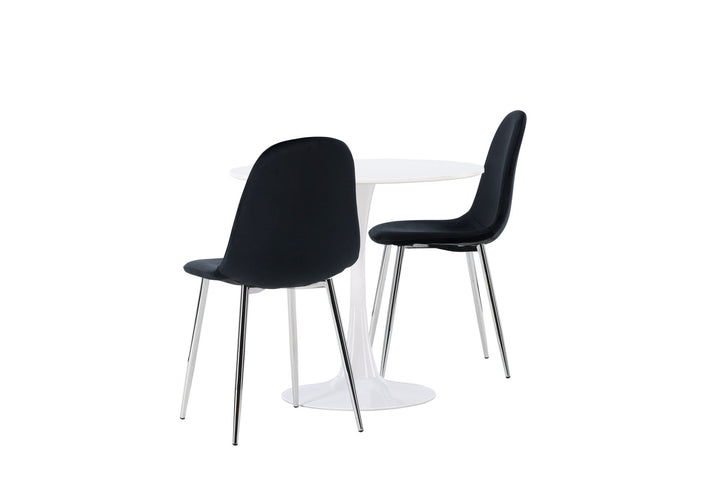 Venture Home Hamden Dining Table - White MDF +Polar Dining Chair - Black Velvet / Chrome _2