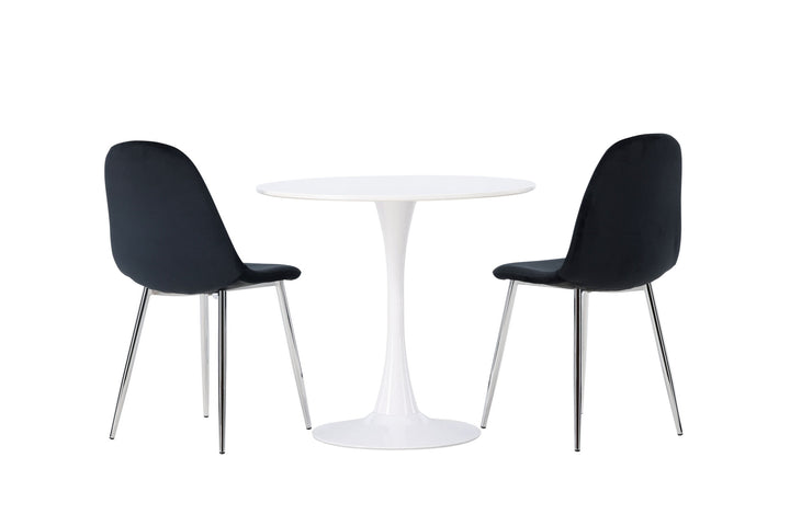 Venture Home Hamden Dining Table - White MDF +Polar Dining Chair - Black Velvet / Chrome _2