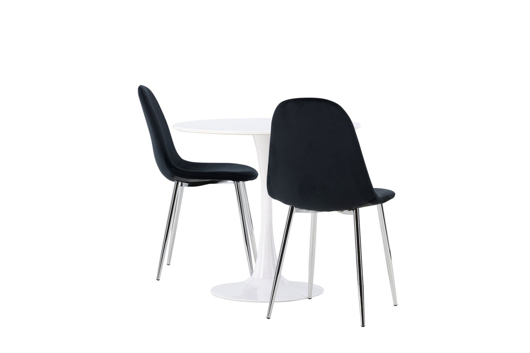 Venture Home Hamden Dining Table - White MDF +Polar Dining Chair - Black Velvet / Chrome _2