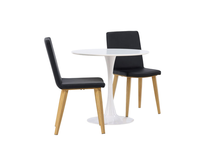 Venture Home Hamden Dining Table - White MDF +Today Dining Chair - Nature / Black PU _2