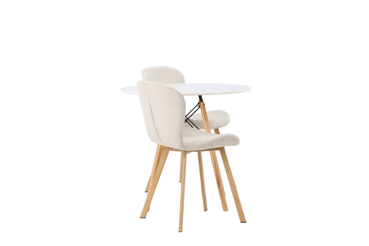 Venture Home Danburi Dining Table - Woodlook / Woodlook MDF +Lilja Dining Chair - Oaklook / Beige Fabric _2