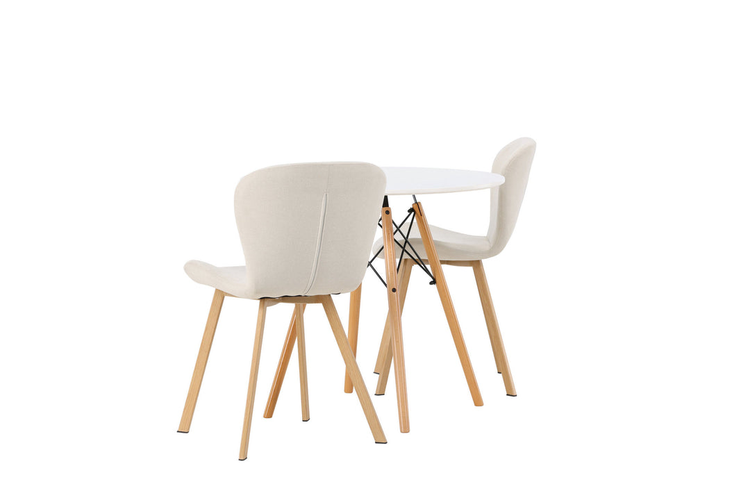 Venture Home Danburi Dining Table - Woodlook / Woodlook MDF +Lilja Dining Chair - Oaklook / Beige Fabric _2
