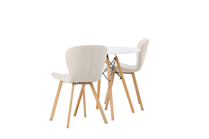 Venture Home Danburi Dining Table - Woodlook / Woodlook MDF +Lilja Dining Chair - Oaklook / Beige Fabric _2