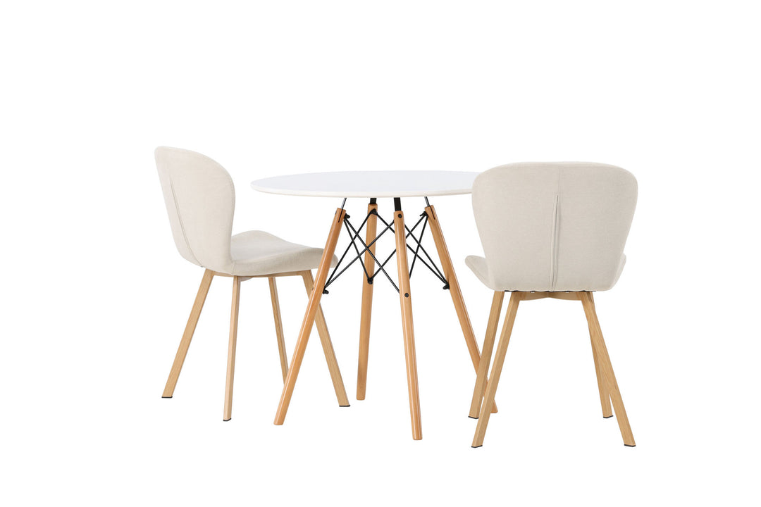 Venture Home Danburi Dining Table - Woodlook / Woodlook MDF +Lilja Dining Chair - Oaklook / Beige Fabric _2