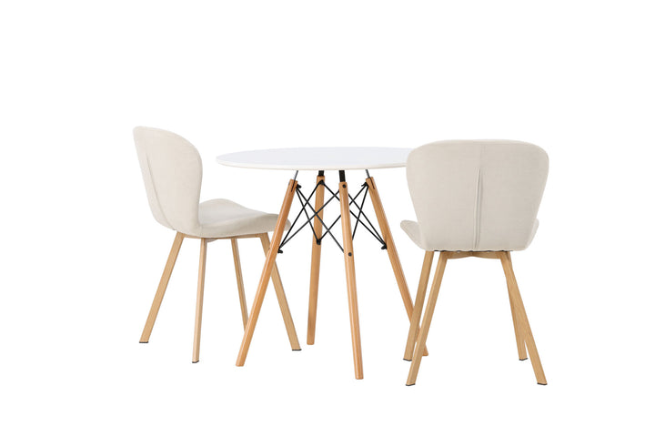 Venture Home Danburi Dining Table - Woodlook / Woodlook MDF +Lilja Dining Chair - Oaklook / Beige Fabric _2