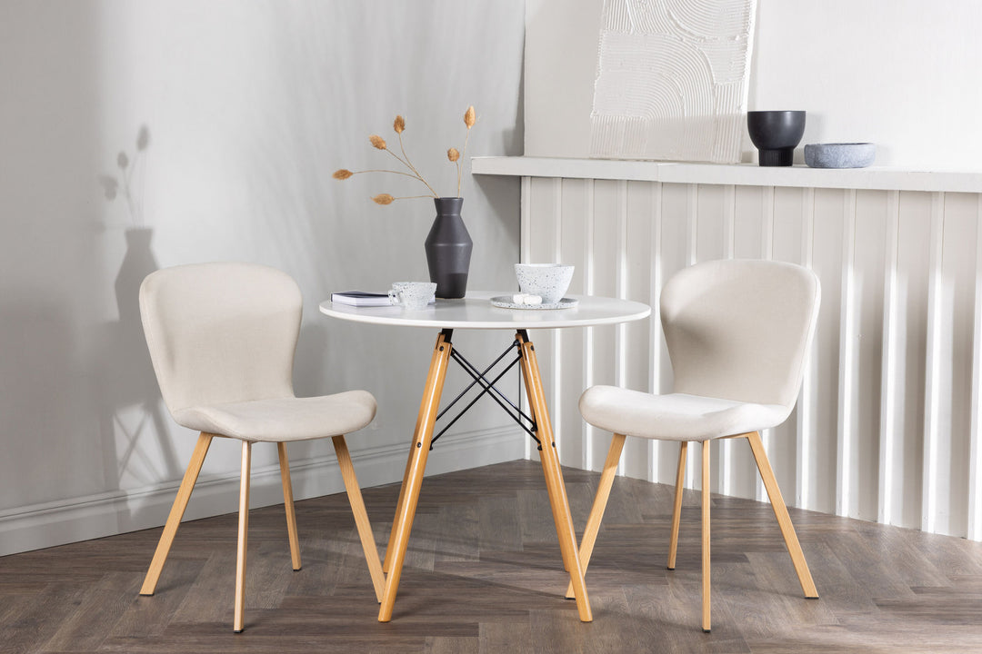 Venture Home Danburi Dining Table - Woodlook / Woodlook MDF +Lilja Dining Chair - Oaklook / Beige Fabric _2
