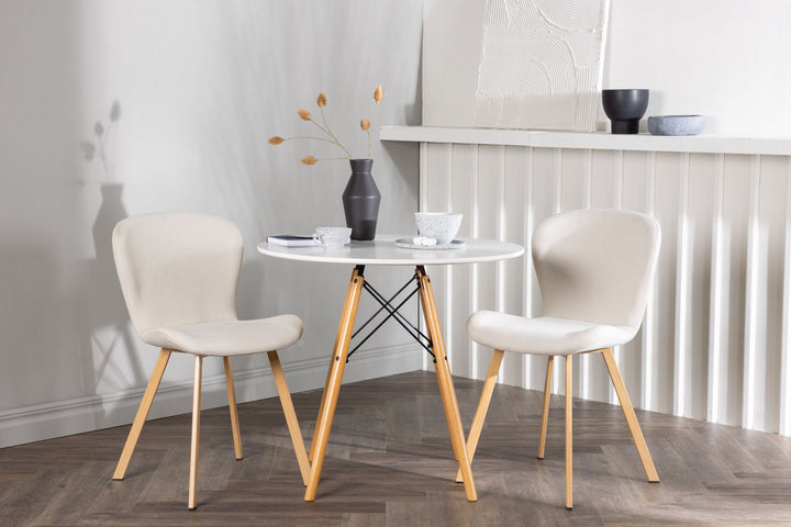 Venture Home Danburi Dining Table - Woodlook / Woodlook MDF +Lilja Dining Chair - Oaklook / Beige Fabric _2