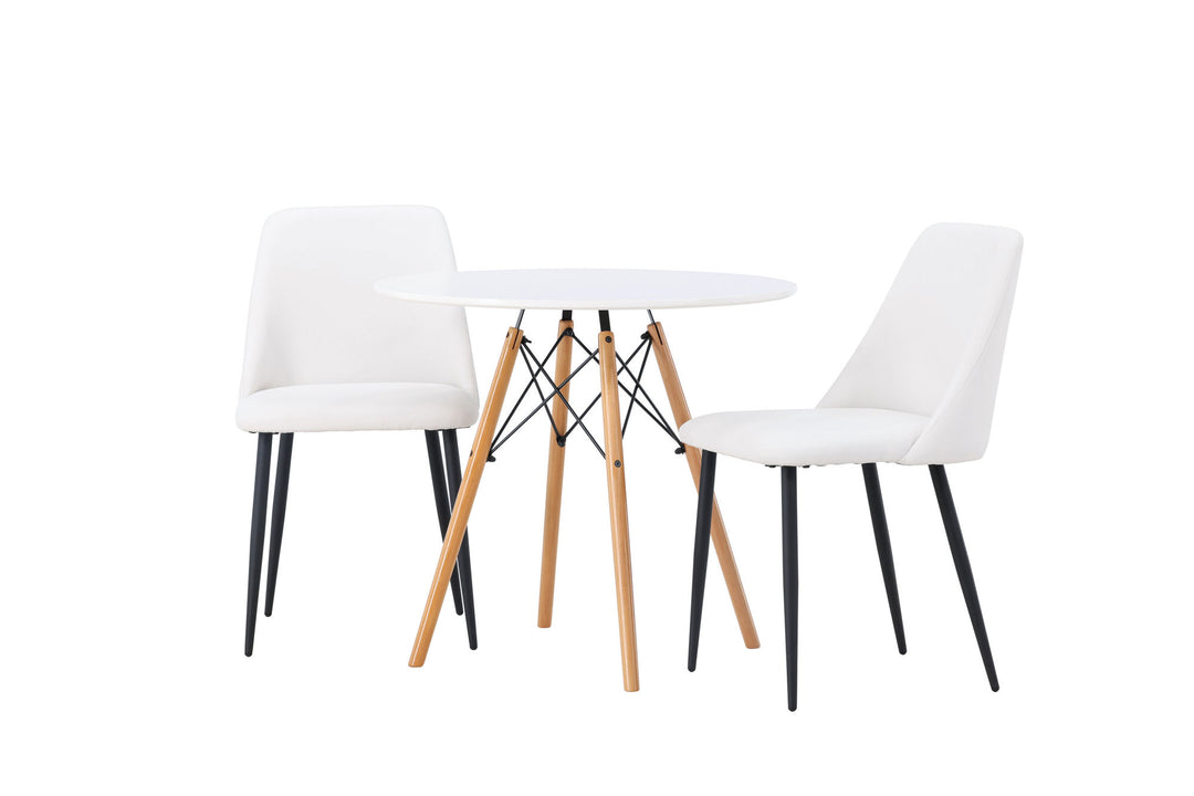 Venture Home Danburi Dining Table - Woodlook / Woodlook MDF +Night Dining Chair - Black / White PU _2
