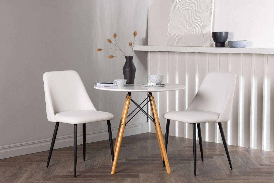 Venture Home Danburi Dining Table - Woodlook / Woodlook MDF +Night Dining Chair - Black / White PU _2