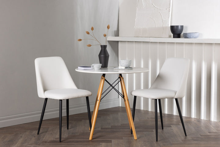 Venture Home Danburi Dining Table - Woodlook / Woodlook MDF +Night Dining Chair - Black / White PU _2