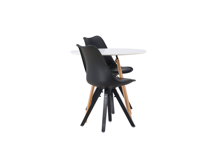 Venture Home Danburi Dining Table - Woodlook / Woodlook MDF +Zeno Dining Chair - Black / Black PP _2