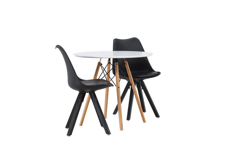 Venture Home Danburi Dining Table - Woodlook / Woodlook MDF +Zeno Dining Chair - Black / Black PP _2