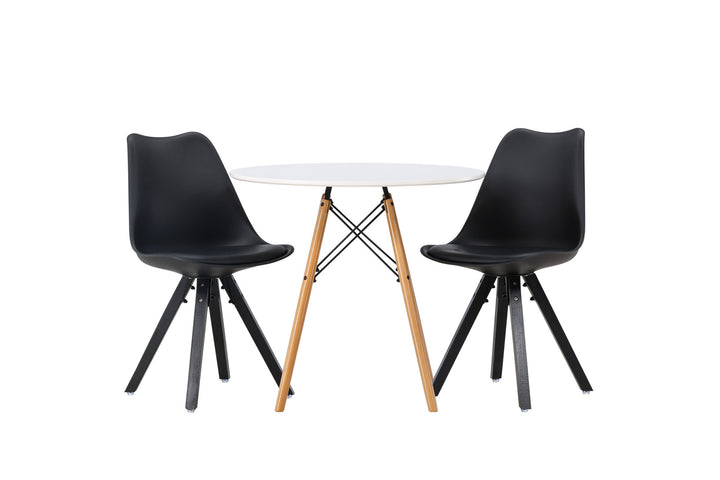 Venture Home Danburi Dining Table - Woodlook / Woodlook MDF +Zeno Dining Chair - Black / Black PP _2