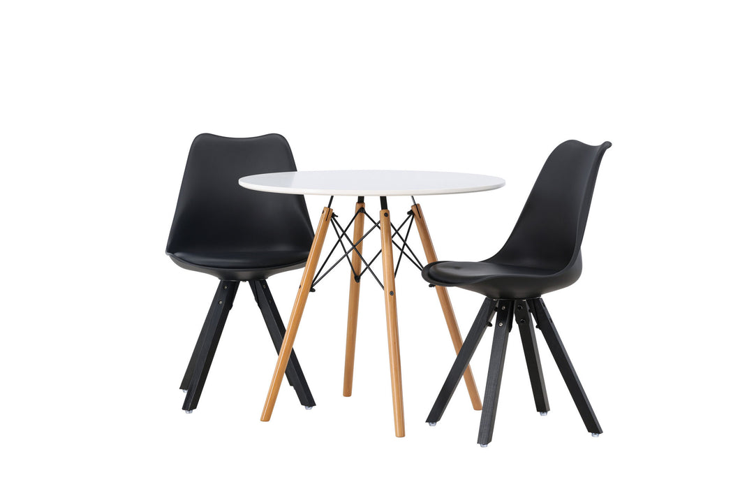 Venture Home Danburi Dining Table - Woodlook / Woodlook MDF +Zeno Dining Chair - Black / Black PP _2
