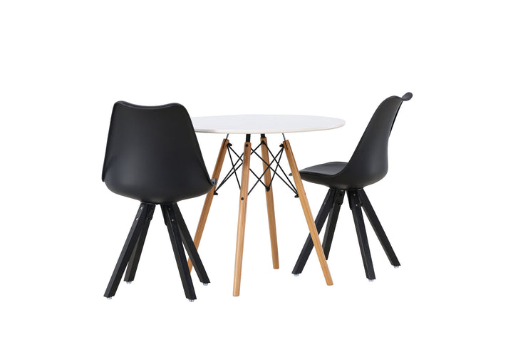 Venture Home Danburi Dining Table - Woodlook / Woodlook MDF +Zeno Dining Chair - Black / Black PP _2