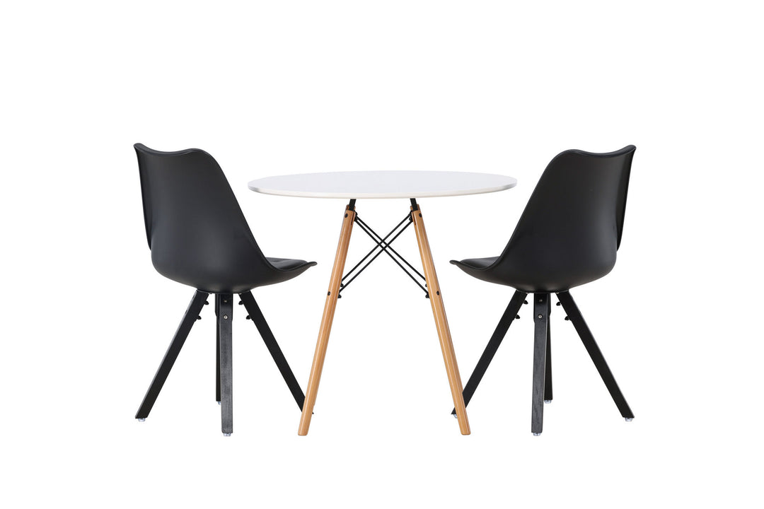 Venture Home Danburi Dining Table - Woodlook / Woodlook MDF +Zeno Dining Chair - Black / Black PP _2