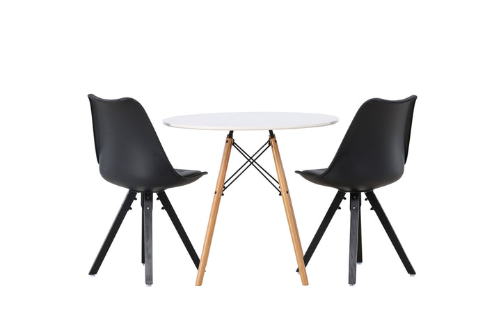 Venture Home Danburi Dining Table - Woodlook / Woodlook MDF +Zeno Dining Chair - Black / Black PP _2