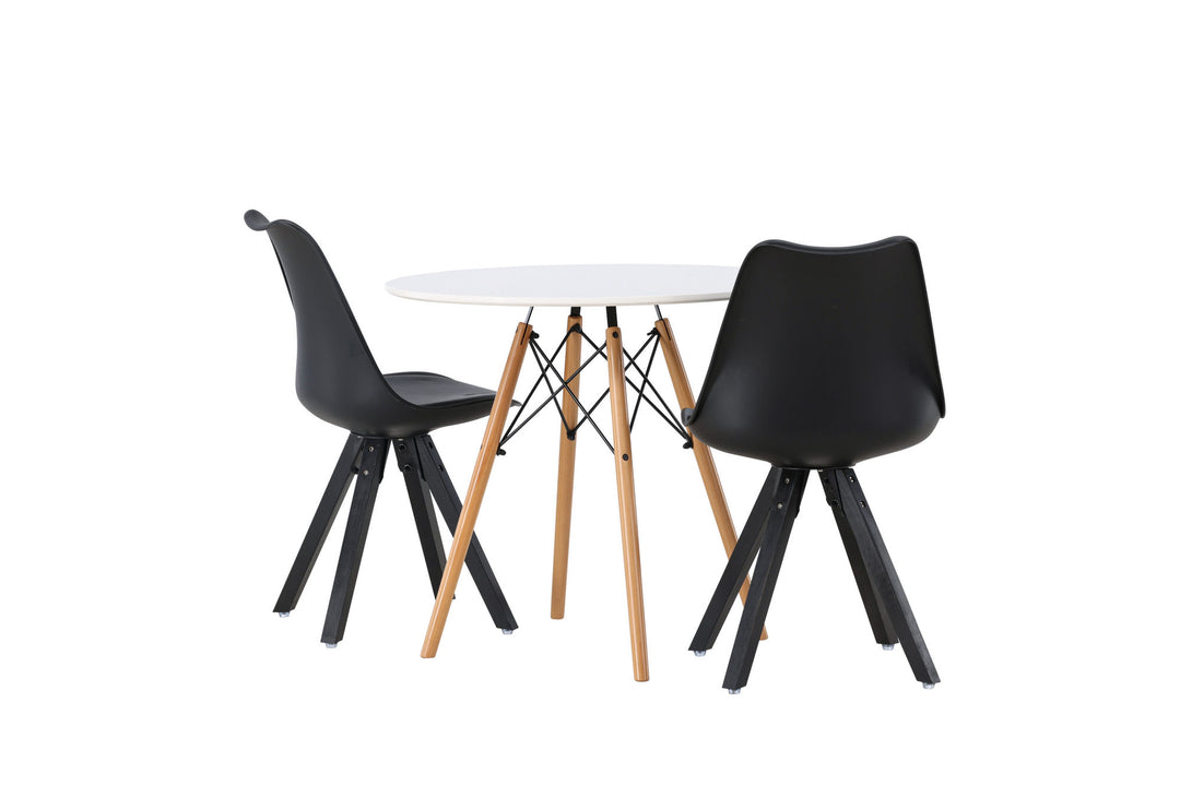 Venture Home Danburi Dining Table - Woodlook / Woodlook MDF +Zeno Dining Chair - Black / Black PP _2