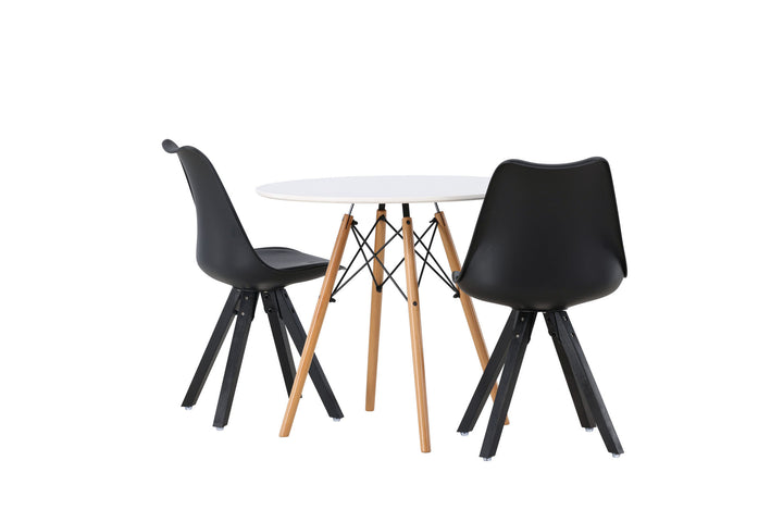 Venture Home Danburi Dining Table - Woodlook / Woodlook MDF +Zeno Dining Chair - Black / Black PP _2