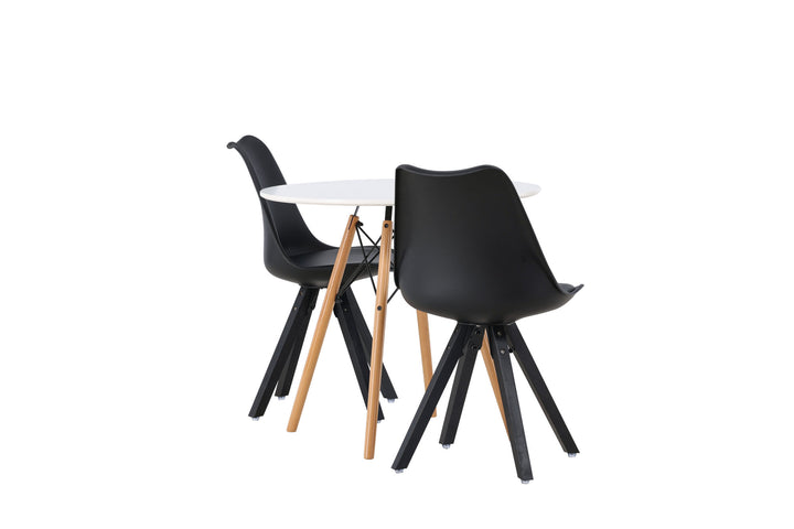 Venture Home Danburi Dining Table - Woodlook / Woodlook MDF +Zeno Dining Chair - Black / Black PP _2