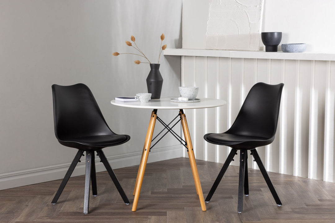 Venture Home Danburi Dining Table - Woodlook / Woodlook MDF +Zeno Dining Chair - Black / Black PP _2